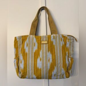 Jim Thompson Canvas Tote Bag - Yellow Ikat Pattern
